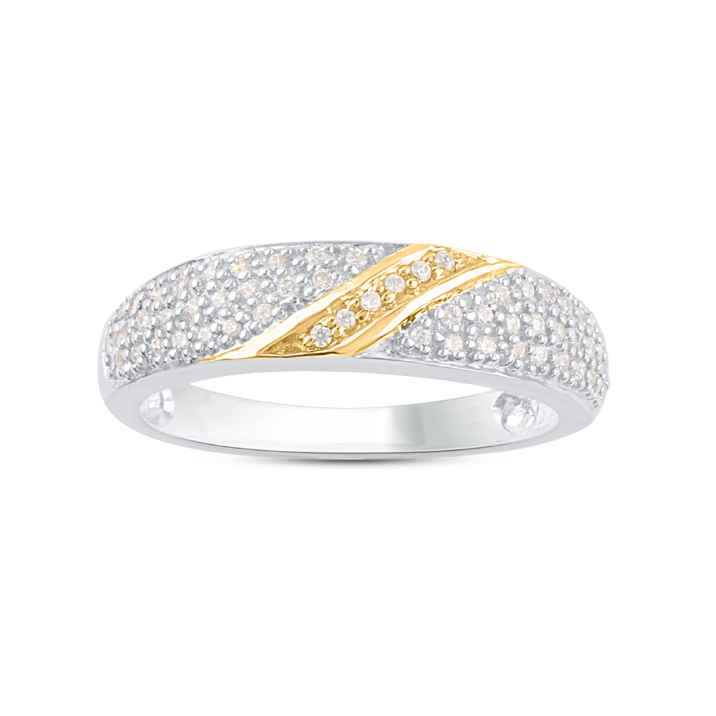 0.25 CT Multi-Row Diamond Band Ring in 10KT Two-Tone Gold