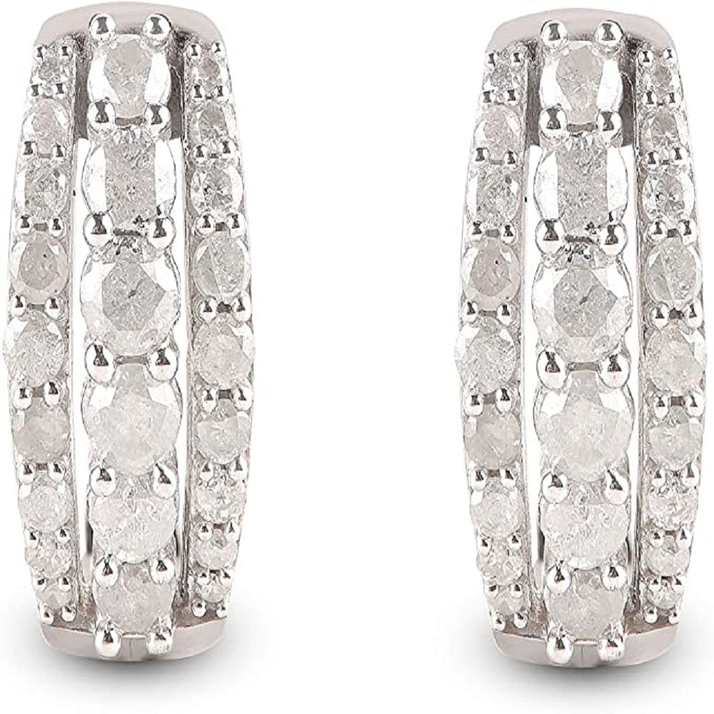 Three Lines Huggie Hoop Earrings in 14KT Gold