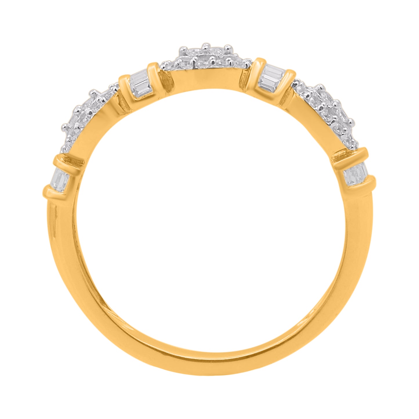 0.25 Carat Round & Baguette Diamond 14K Yellow Gold Wedding Band