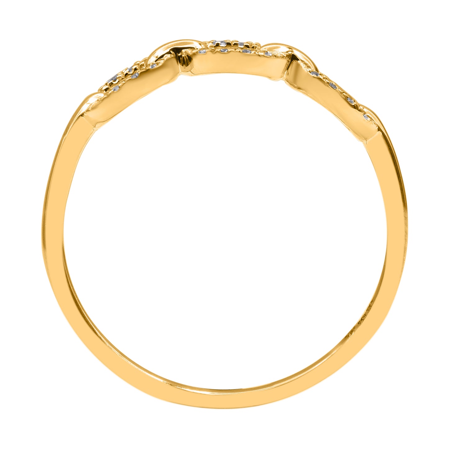 0.080 Carat Natural Diamond Link Band Ring 14K Yellow Gold