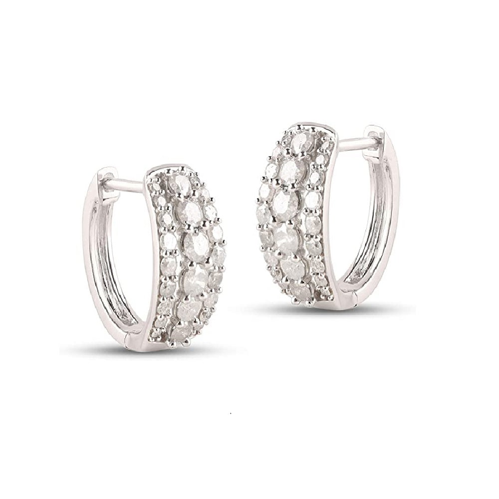 Three Lines Huggie Hoop Earrings in 14KT Gold