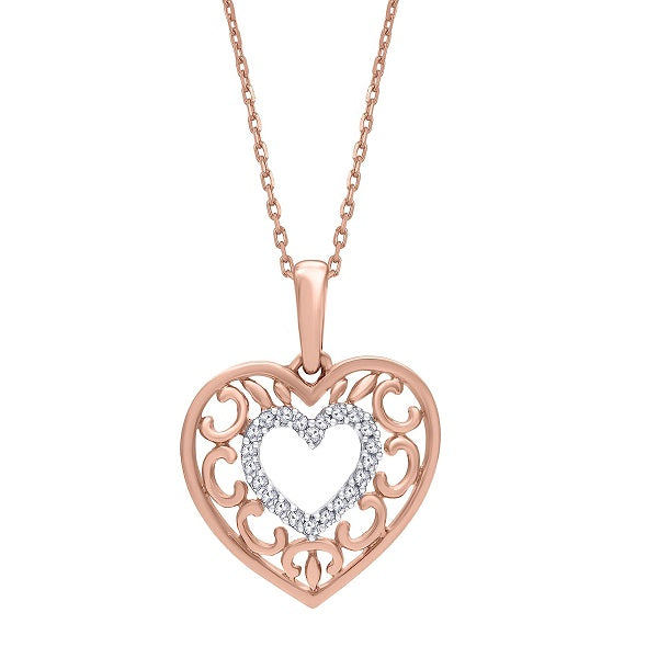 Filigree Heart Pendant Necklace in 10K Gold