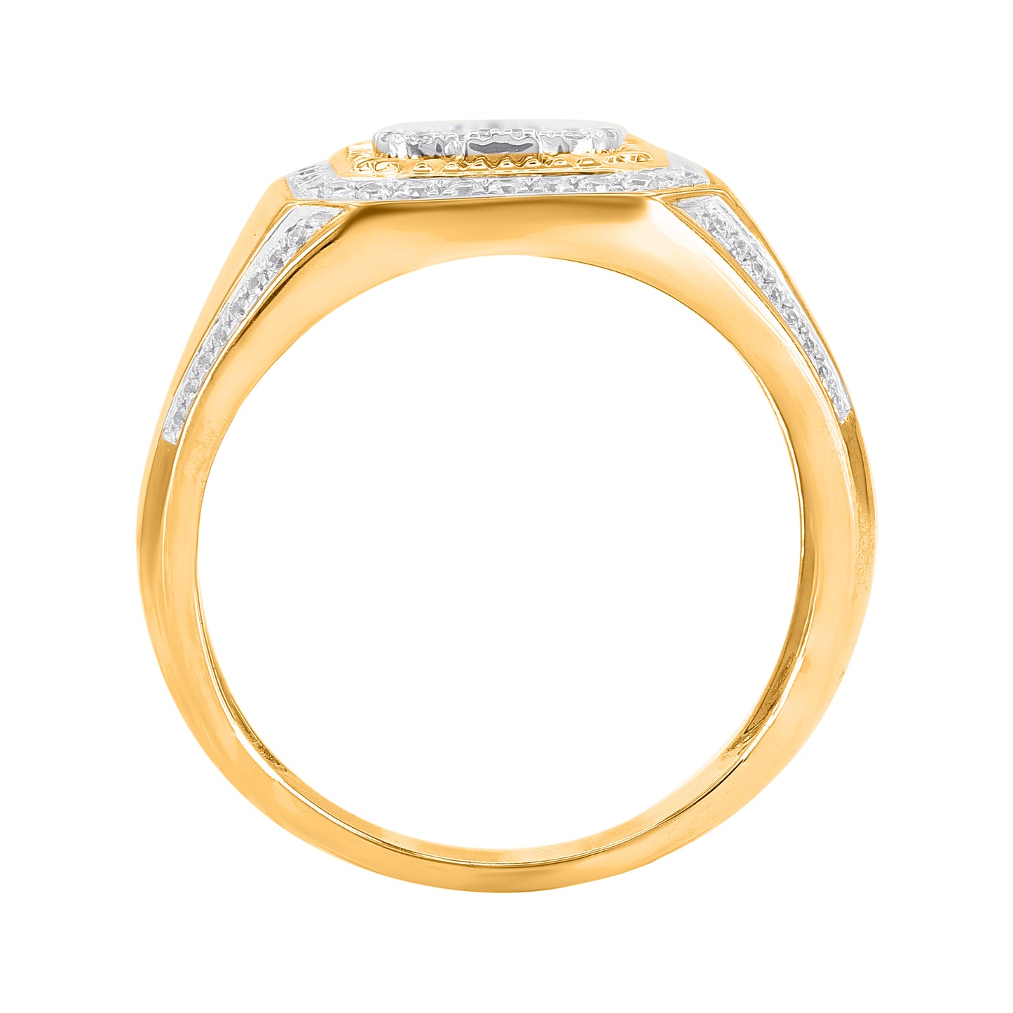 0.50 Carat Diamond Men's Spade Ring 14K Yellow Gold