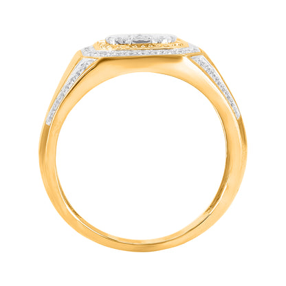 0.50 Carat Diamond Men's Spade Ring 14K Yellow Gold