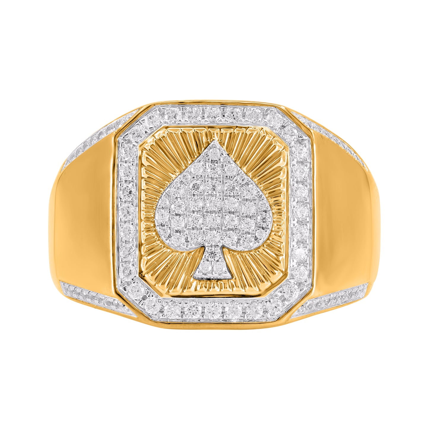 0.50 Carat Diamond Men's Spade Ring 14K Yellow Gold