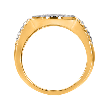 0.33 Carat Natural Diamond Men's Cross Band Ring in 14K Yellow Gold