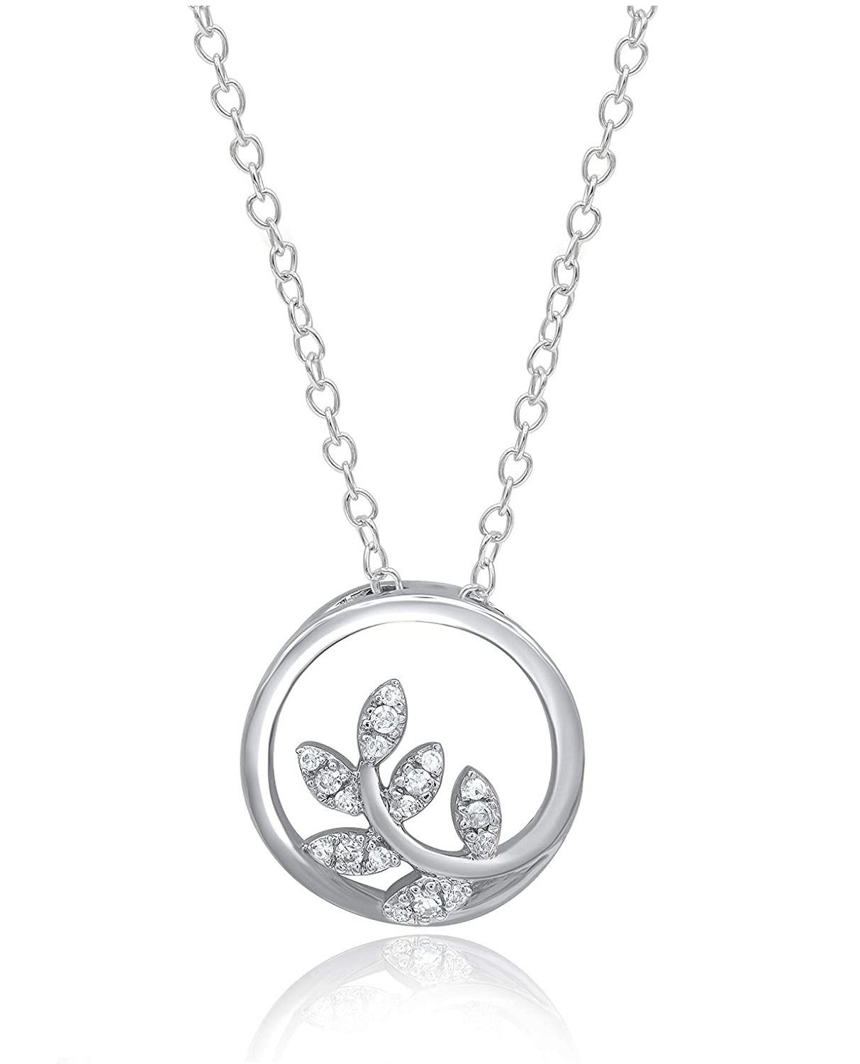 Leaf Vine Circle Pendant Necklace