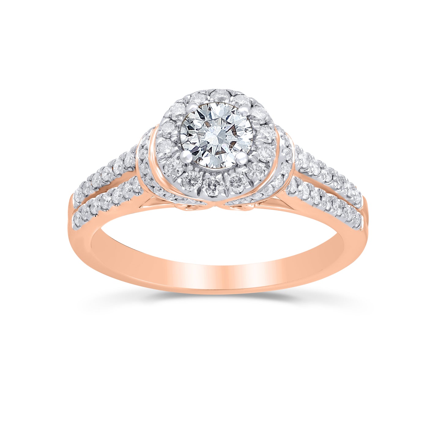 Halo Engagement Ring in 14K Gold