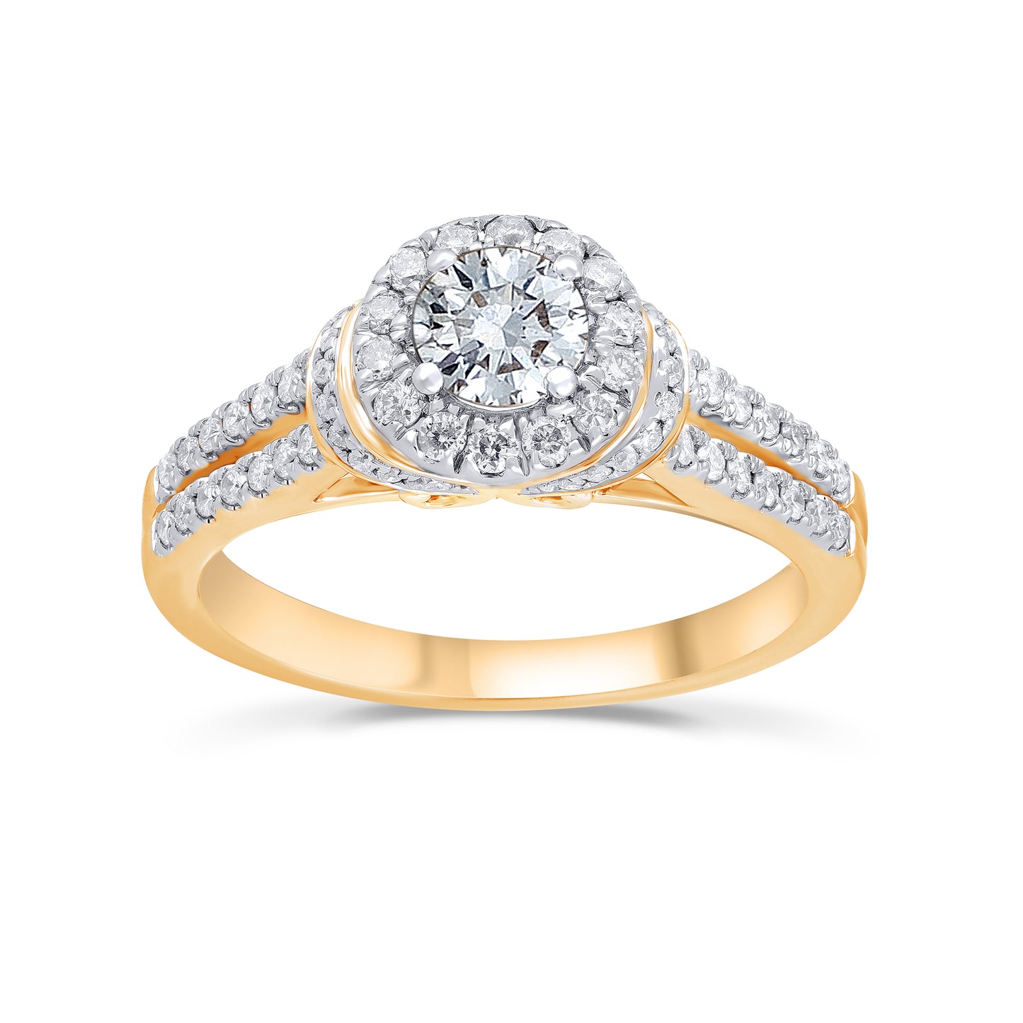 Halo Engagement Ring in 14K Gold