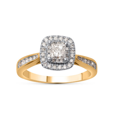Princess Cut Halo Wedding Ring in 14K Gold