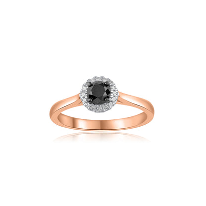 Black Diamond Solitaire Engagement Ring in 10K Gold