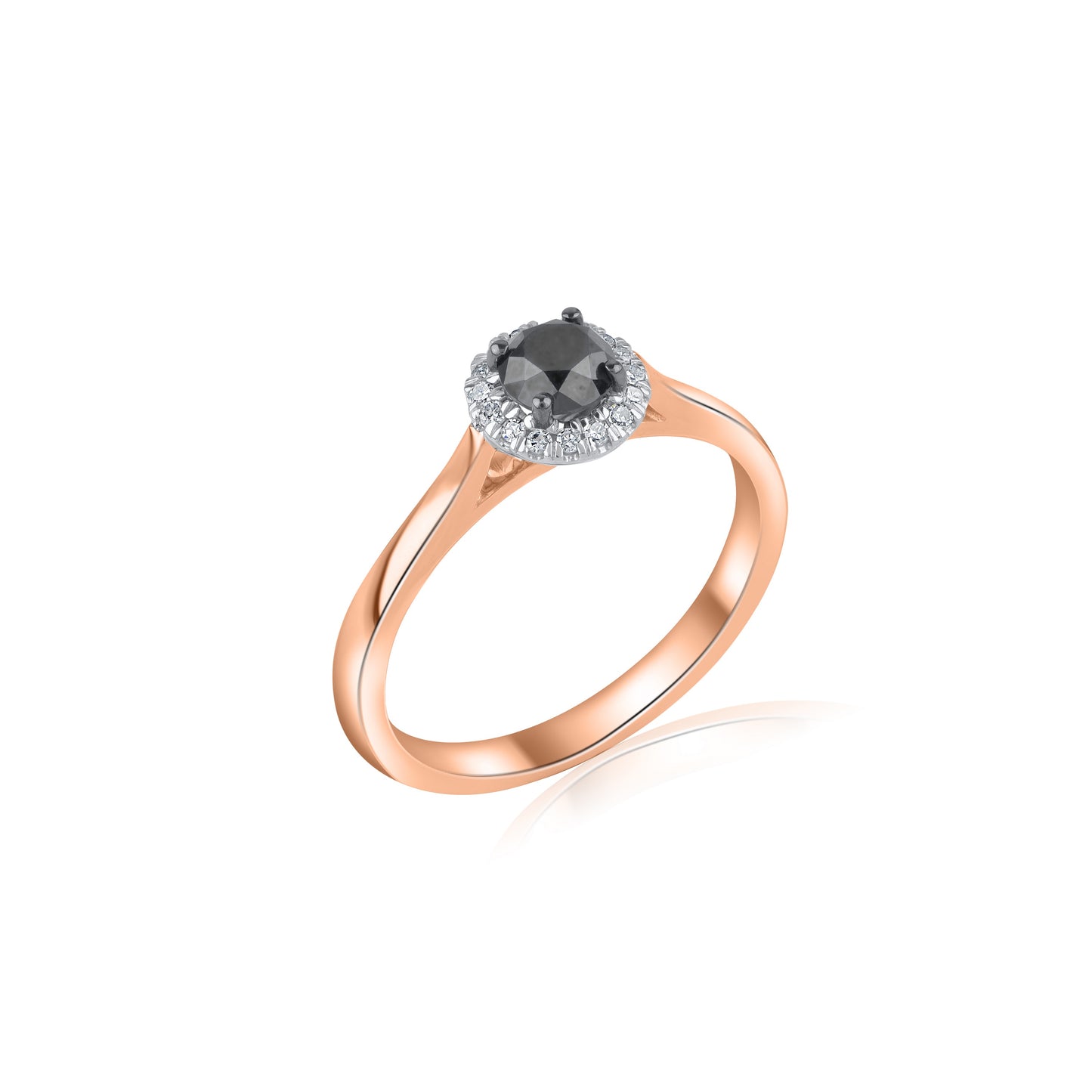 Black Diamond Solitaire Engagement Ring in 10K Gold