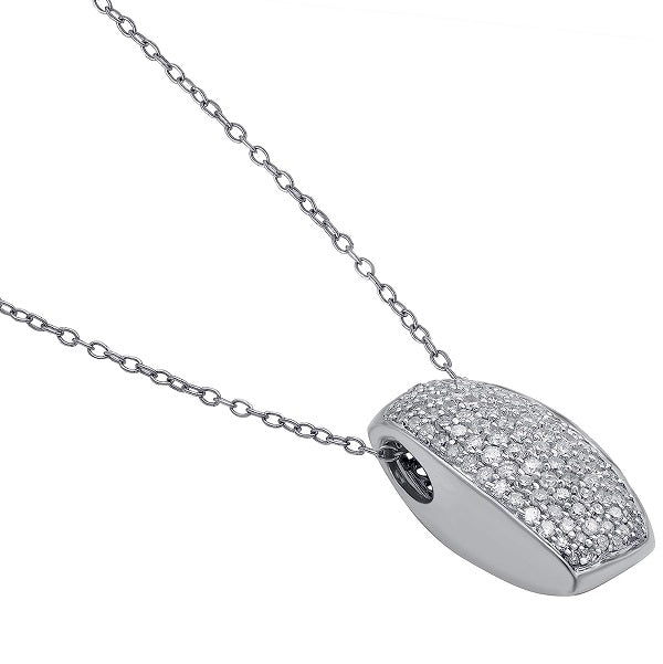 Multi-Row Pave Set Pendant Necklace in 10K Gold