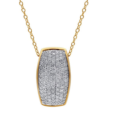Multi-Row Pave Set Pendant Necklace in 10K Gold