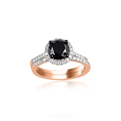 Black Diamond Solitaire Engagement Ring in 18K Gold