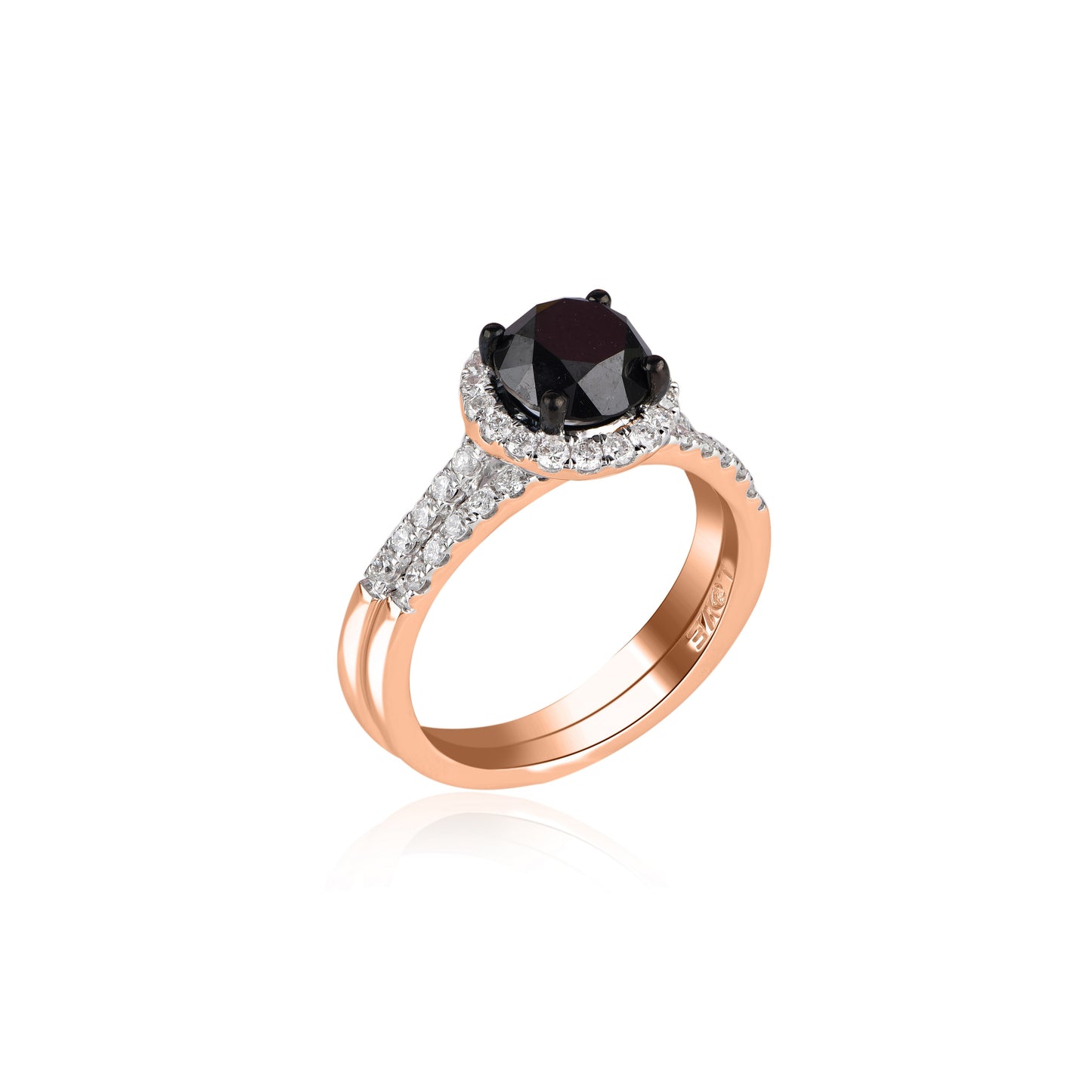 Black Diamond Solitaire Engagement Ring in 18K Gold