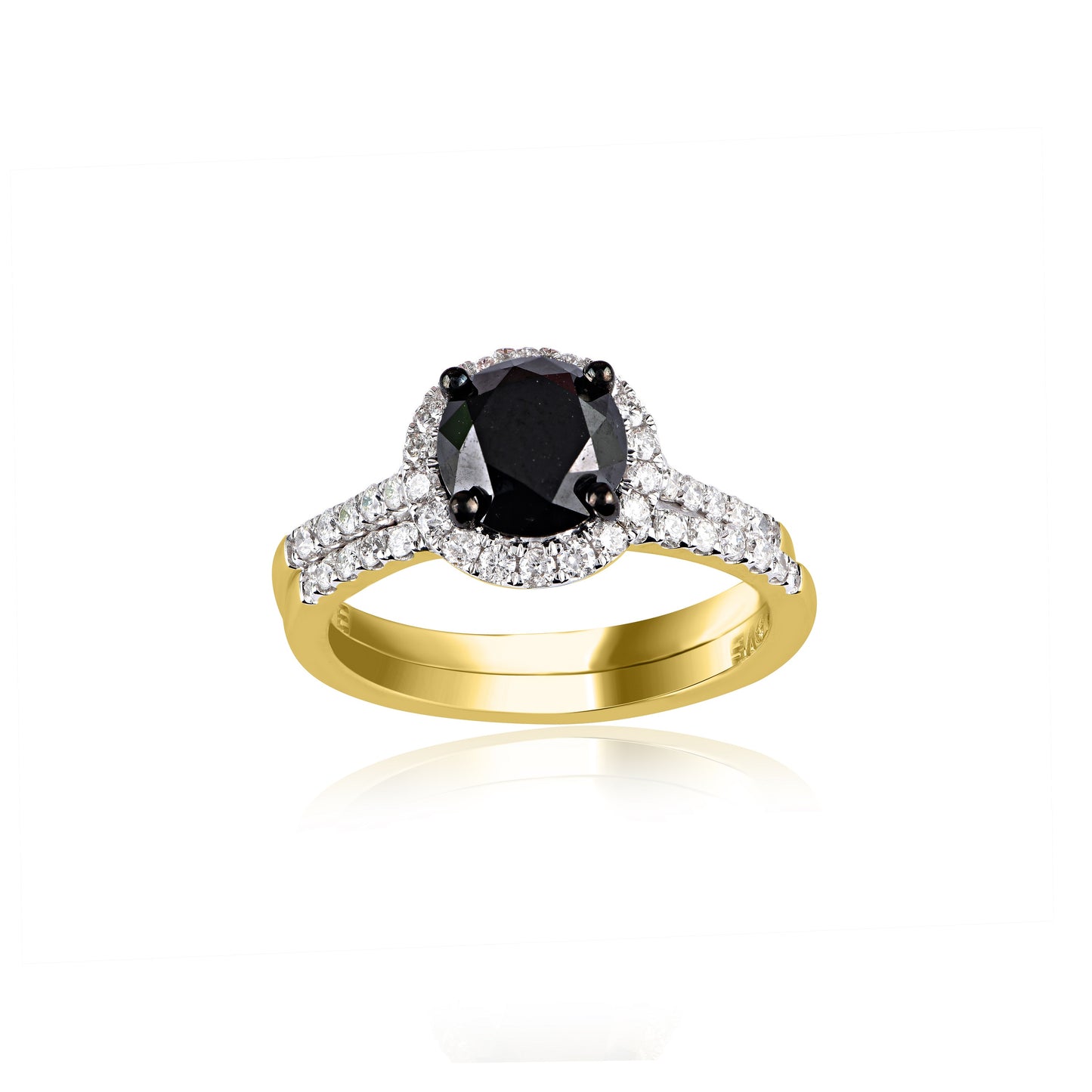 Black Diamond Solitaire Engagement Ring in 18K Gold