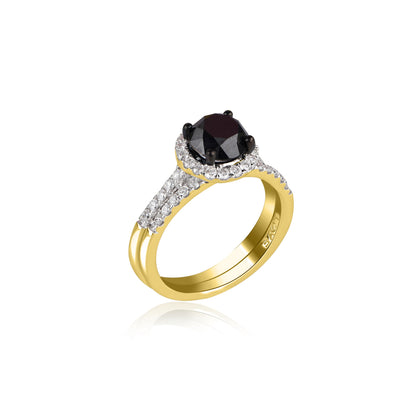 Black Diamond Solitaire Engagement Ring in 18K Gold