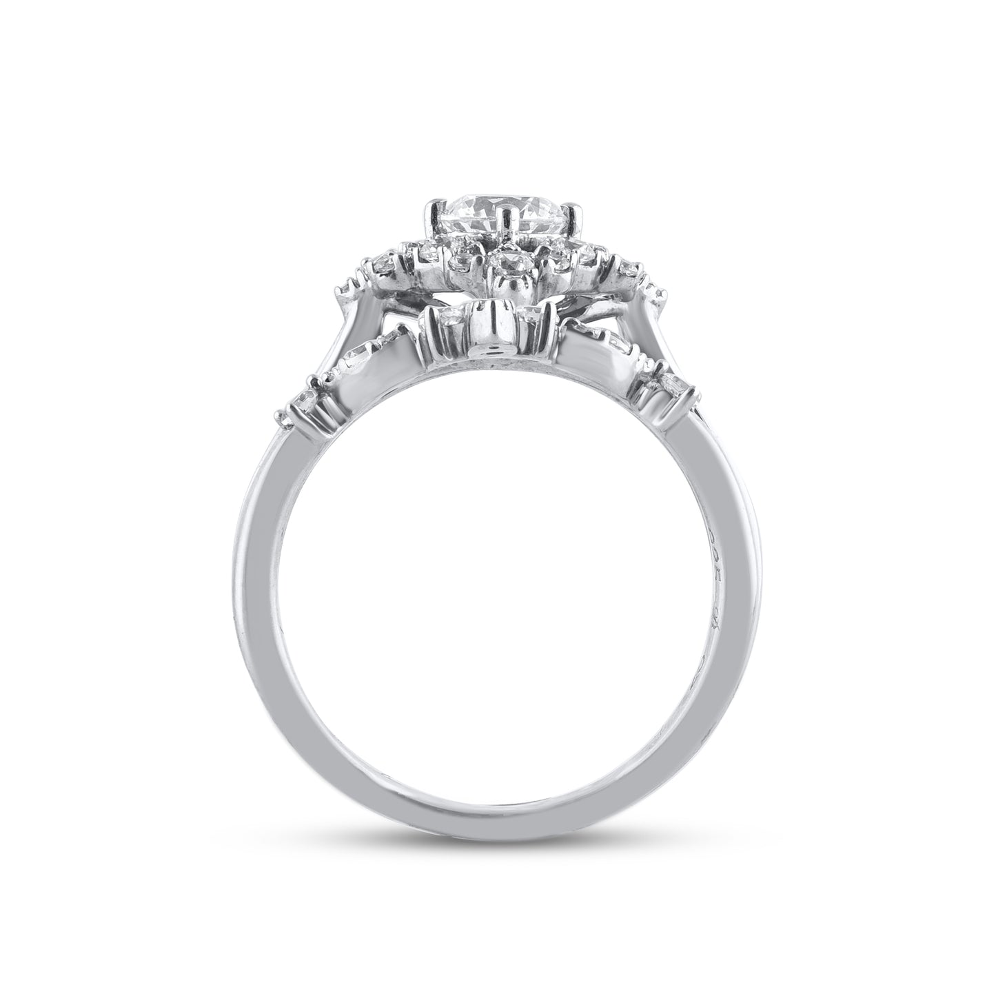 1.0 Carat Diamond 14K White Gold Vintage-Style Bridal Ring Set