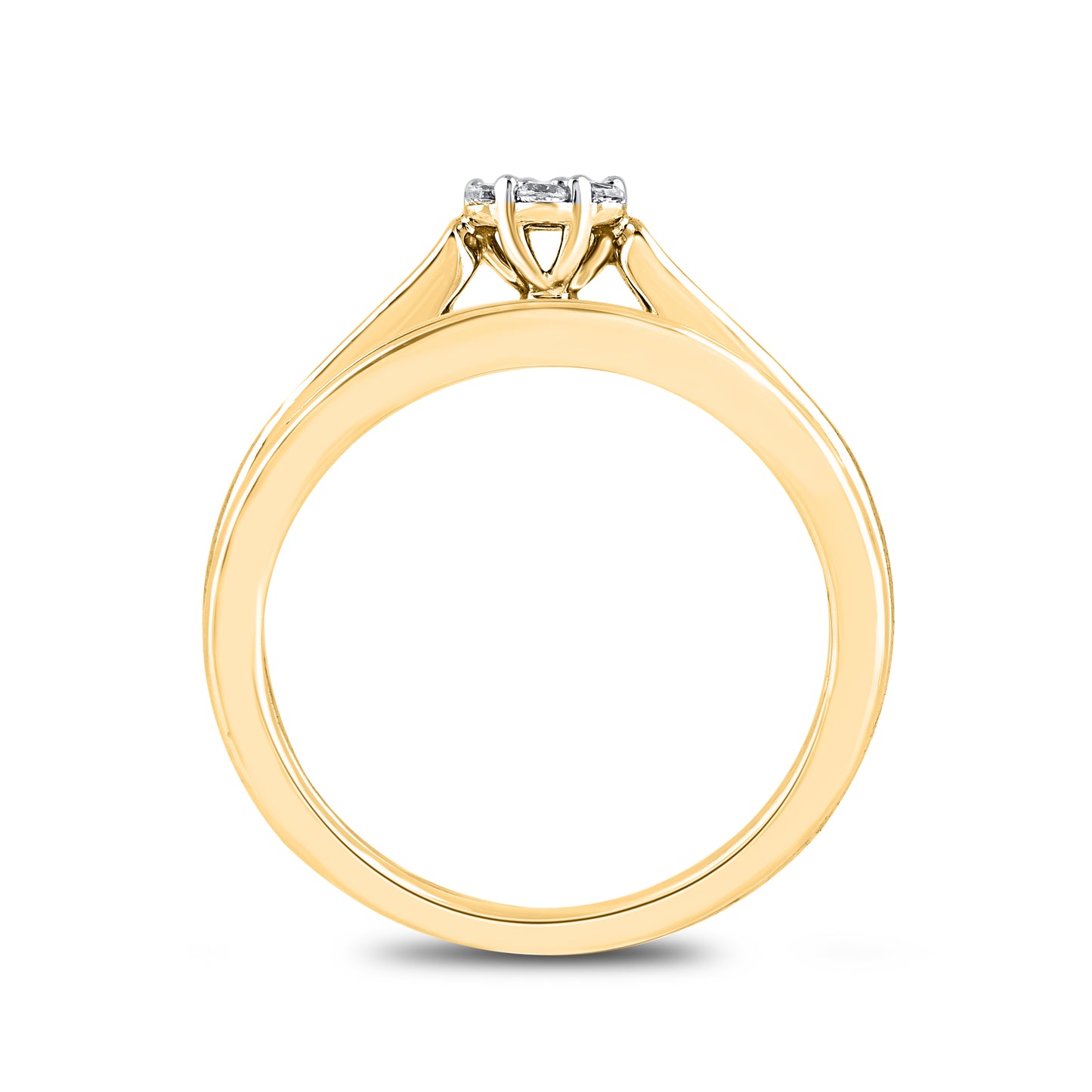 0.25 Carat Natural Round Diamond 14 Karat Yellow Gold Cluster Bridal Ring Set