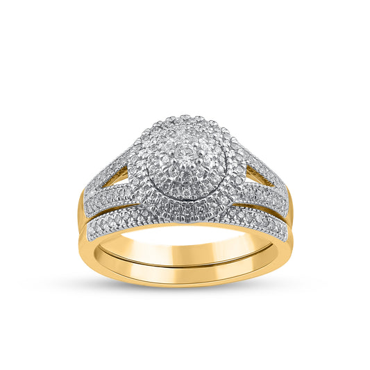 0.50 Carat Natural Diamond 14KT Yellow Gold Bridal Ring Set