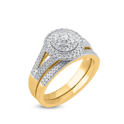 0.50 Carat Natural Diamond 14KT Yellow Gold Bridal Ring Set