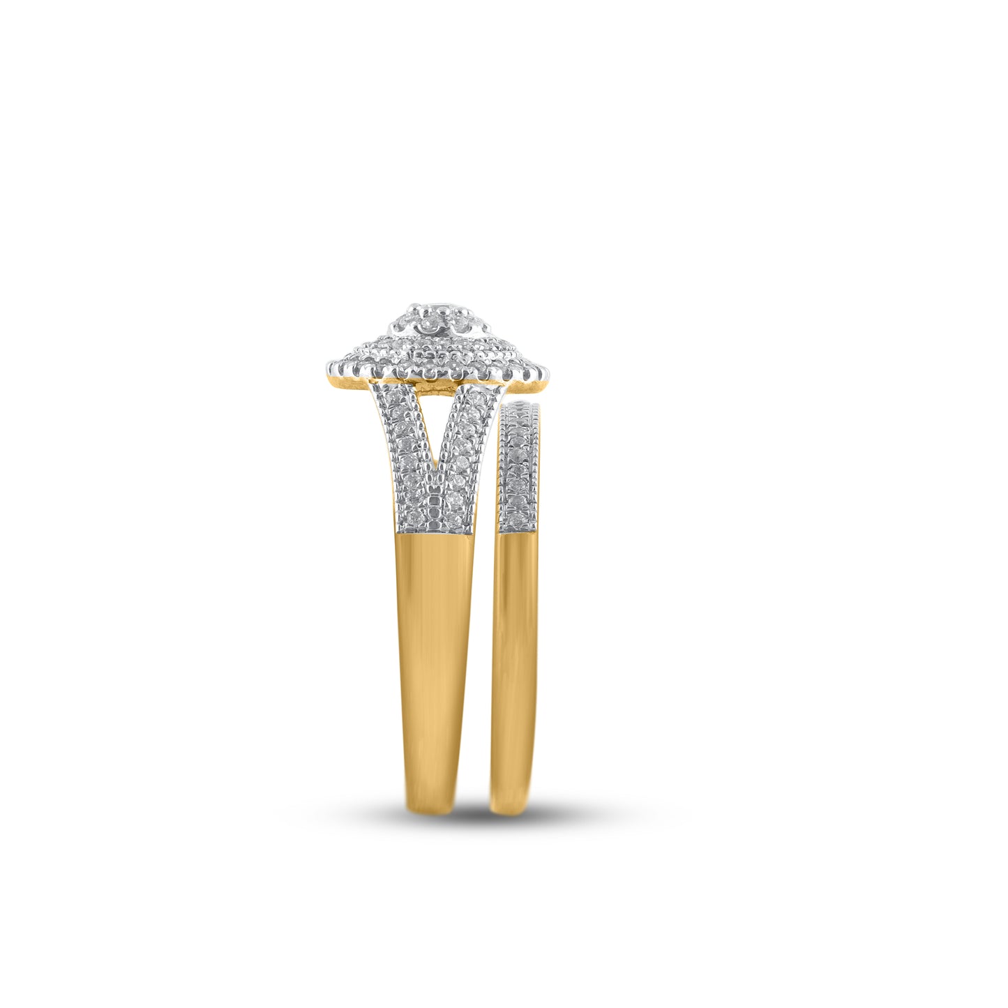 0.50 Carat Natural Diamond 14KT Yellow Gold Bridal Ring Set