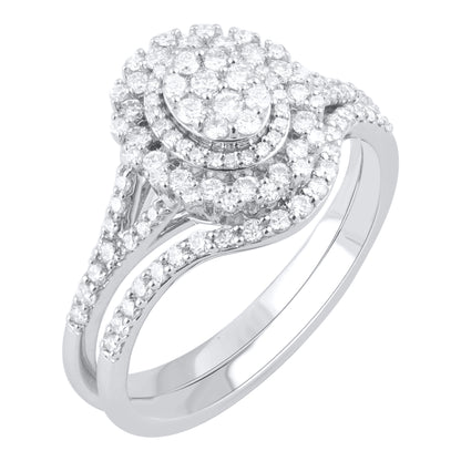 0.65 Carat Diamond Bridal Ring Set in 18K White Gold