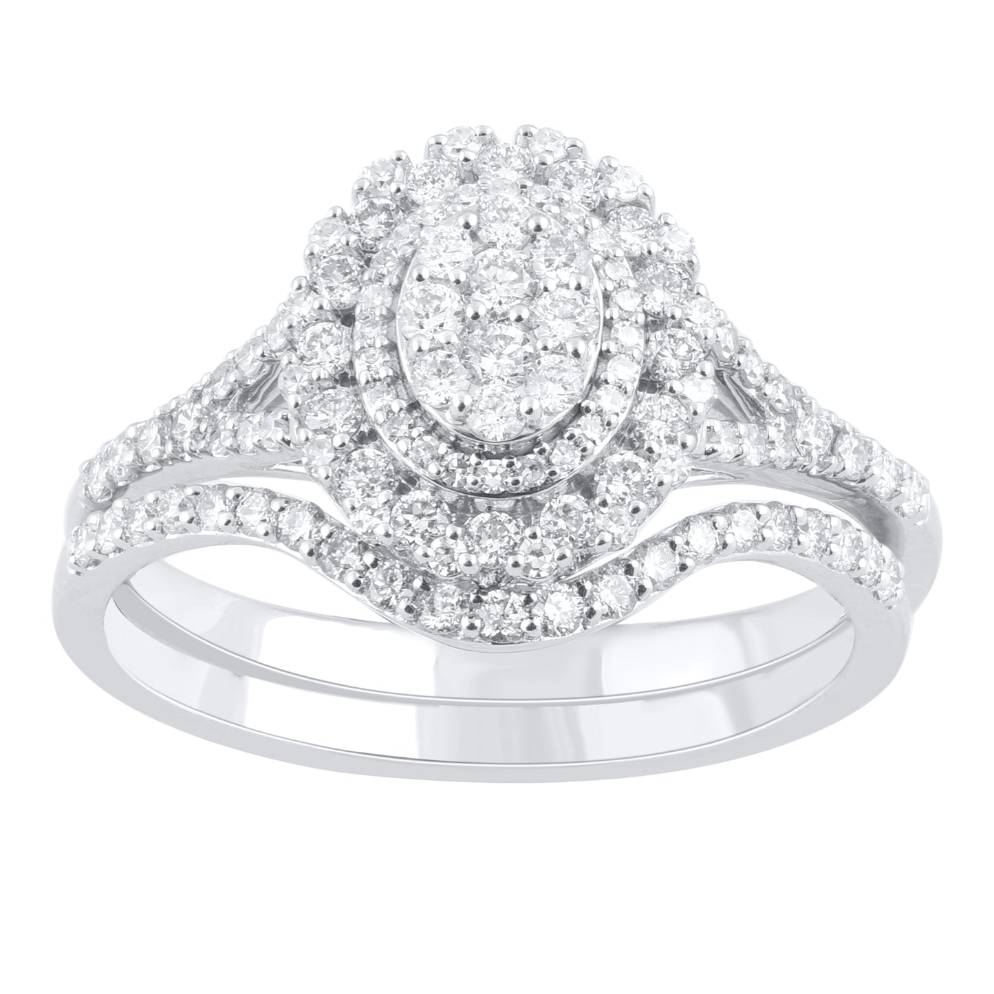 0.65 Carat Diamond Bridal Ring Set in 18K White Gold