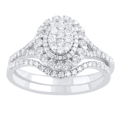 0.65 Carat Diamond Bridal Ring Set in 18K White Gold