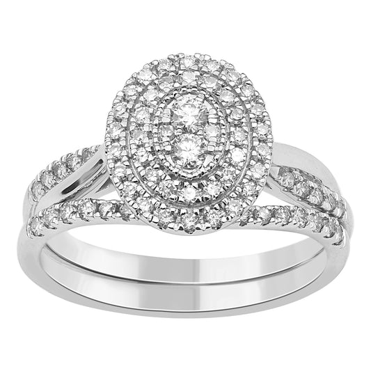 0.50 Carat Round Diamond 14KT White Gold Wedding Bridal Ring Set