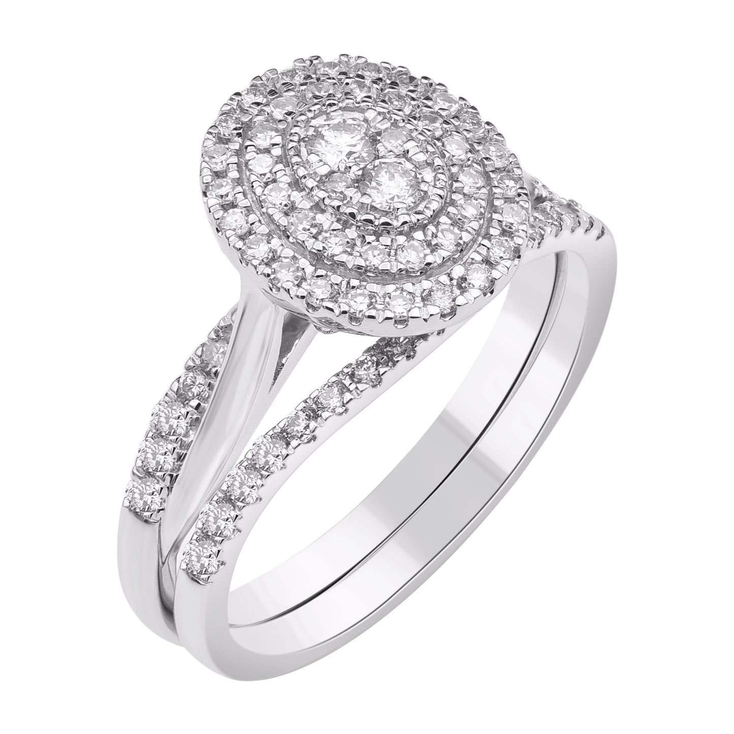 0.50 Carat Round Diamond 14KT White Gold Wedding Bridal Ring Set