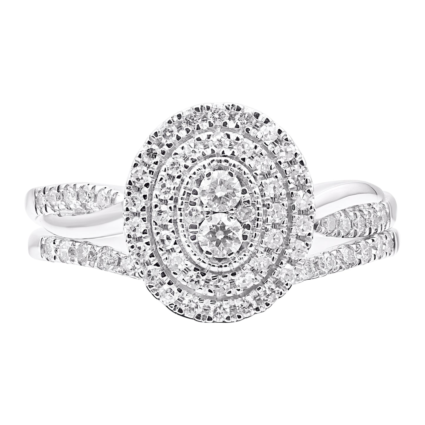 0.50 Carat Round Diamond 14KT White Gold Wedding Bridal Ring Set