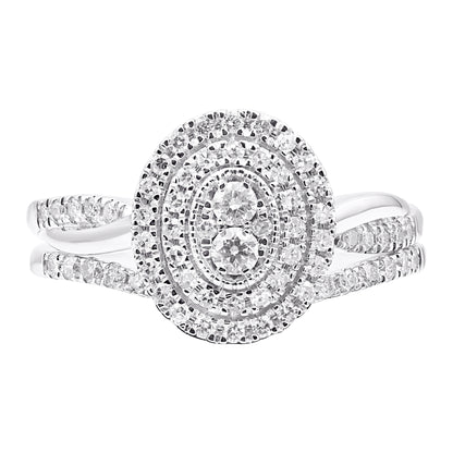 0.50 Carat Round Diamond 14KT White Gold Wedding Bridal Ring Set