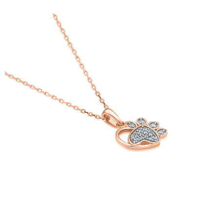 Dog Paw Heart Pendant Necklace in 10K Gold