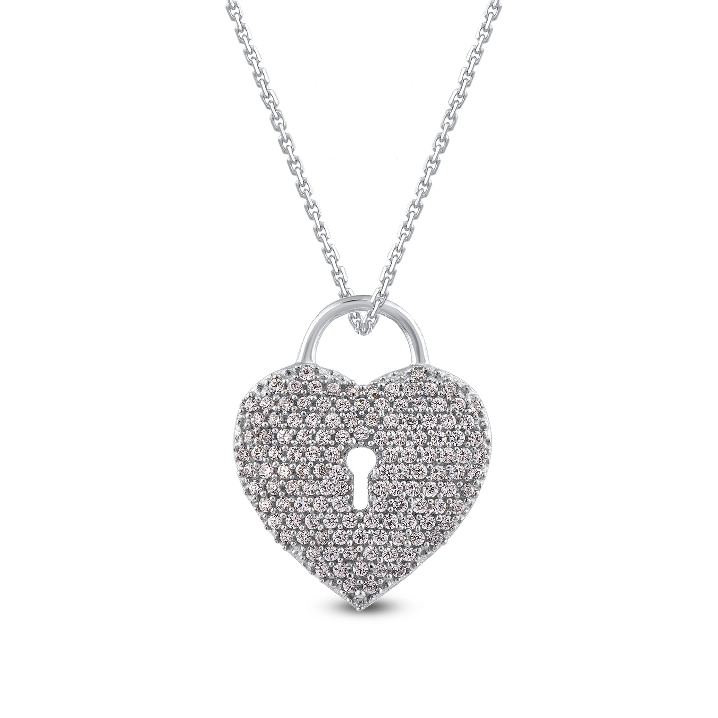Heart Lock Pendant Necklace 925 Sterling Silver