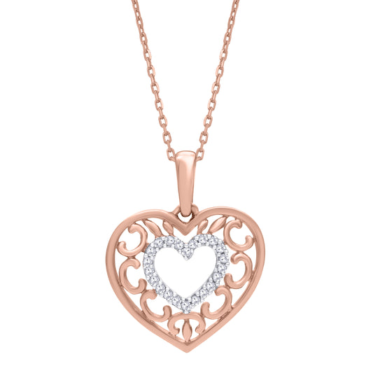 Filigree Heart Pendant Necklace in 10K Gold | 14K Gold