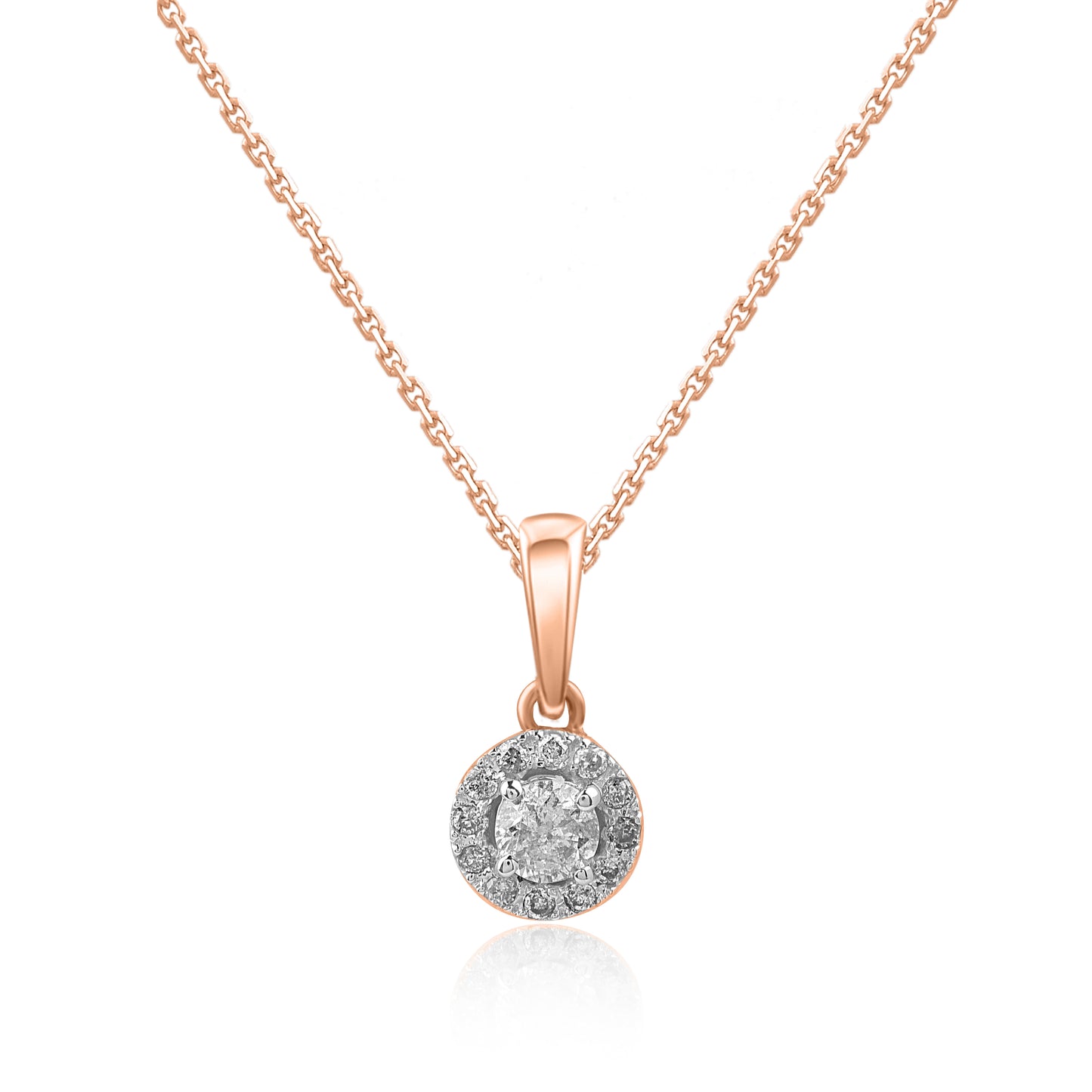 Solitaire Halo Pendant Necklace in 10K Gold