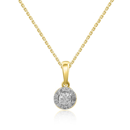 Solitaire Halo Pendant Necklace in 10K Gold
