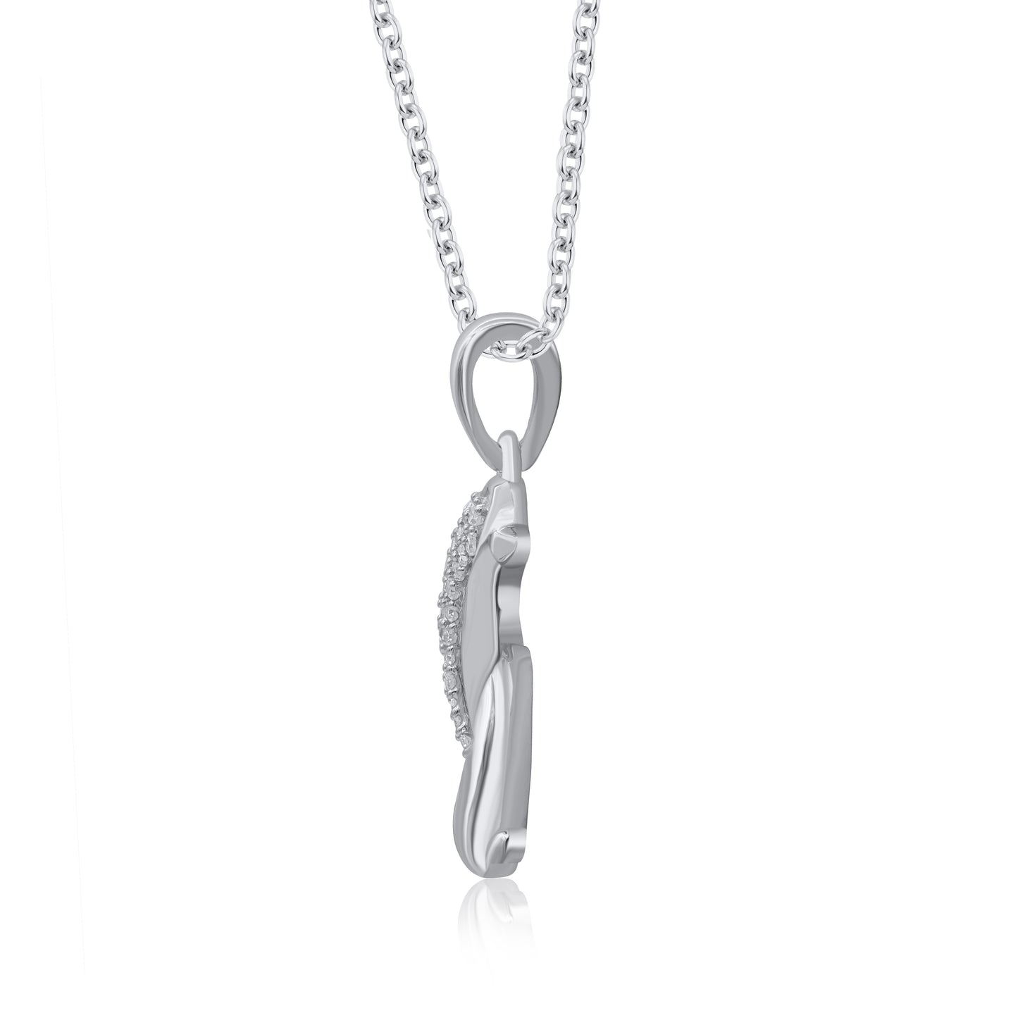 Dolphin Heart Pendant Necklace in 925 Sterling Silver