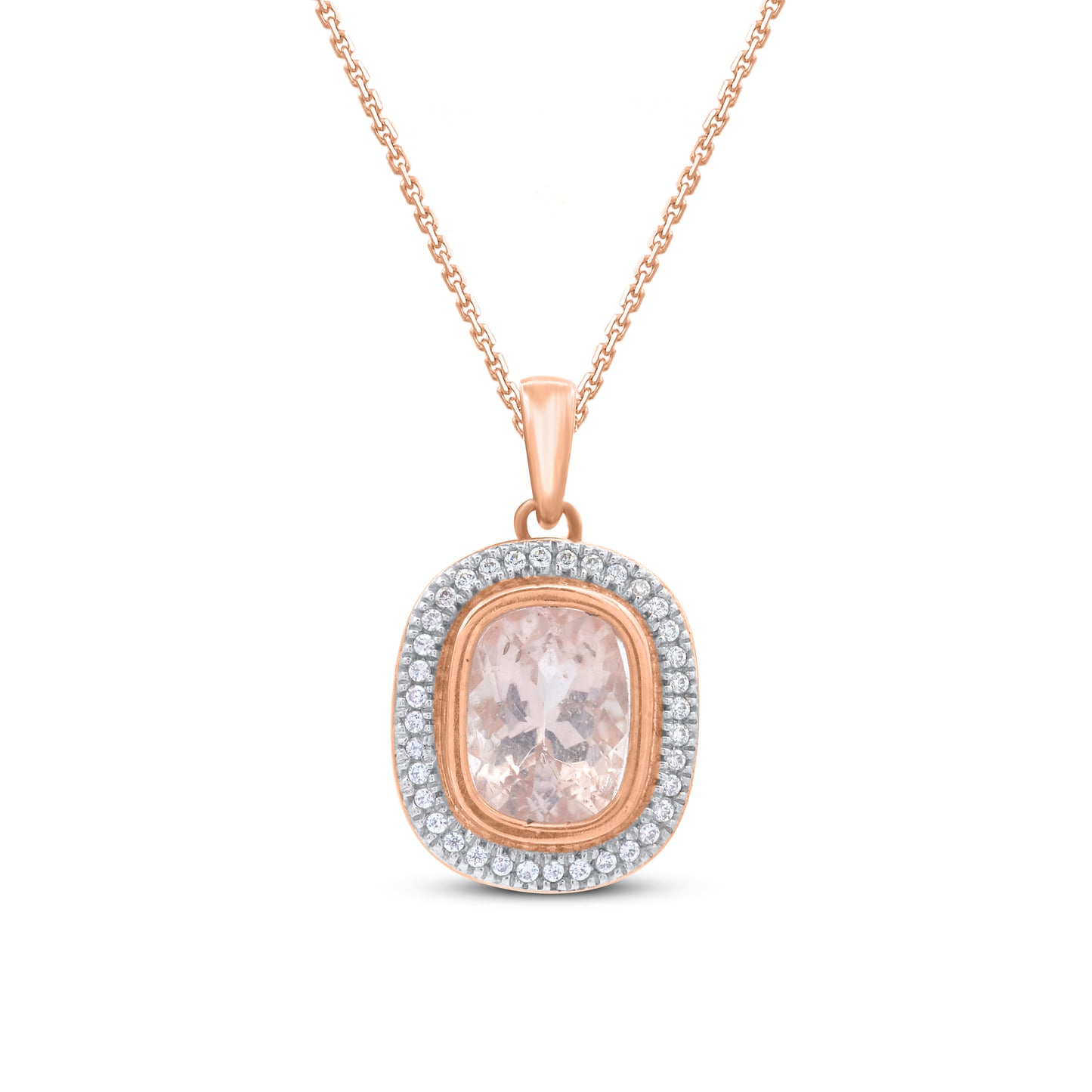 Morganite Pendant Necklace in 10K Gold