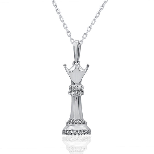 Queen Chess Pendant Necklace in 925 Sterling Silver