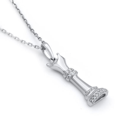 Queen Chess Pendant Necklace in 925 Sterling Silver