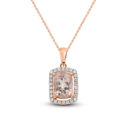 Morganite Pendant Necklace in 10K Rose Gold