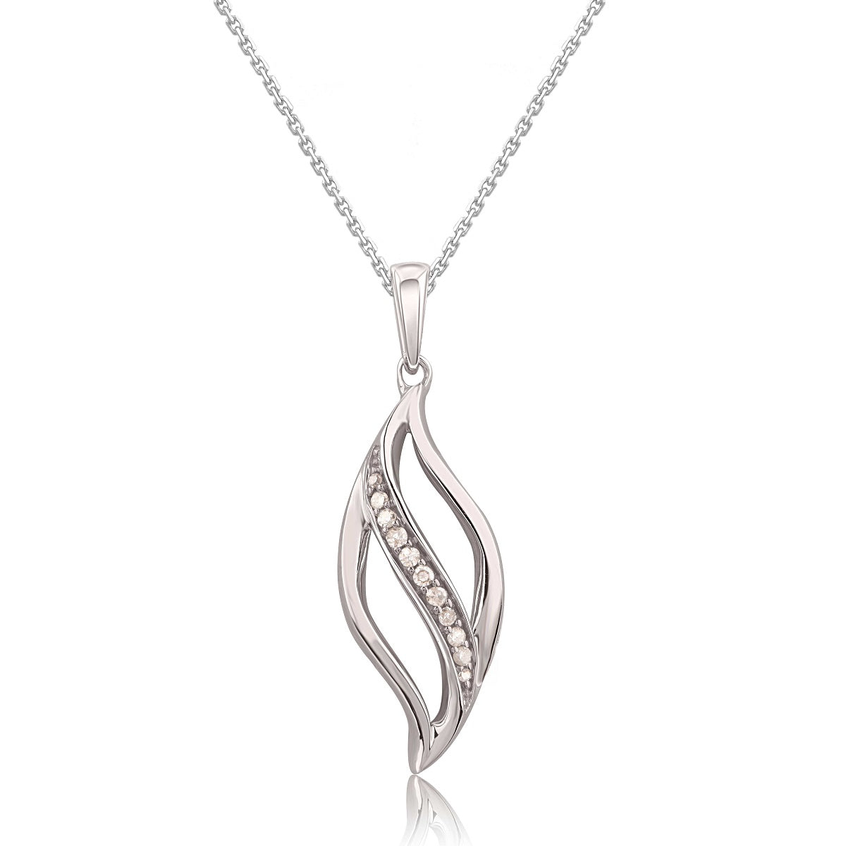Wavy Diamond  Pendant Necklace in 18K Rose Gold Plated 925 Sterling Silver