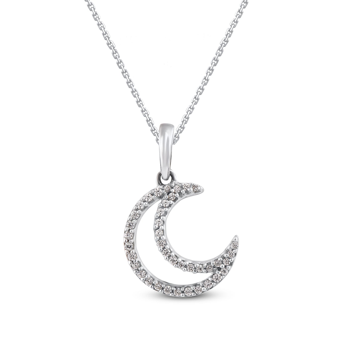 Crescent Moon Pendant Necklace in 925 Sterling Silver
