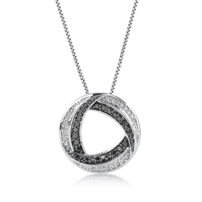 Treated Black Diamond Circular Diamond Pendant Necklace in 10K Gold