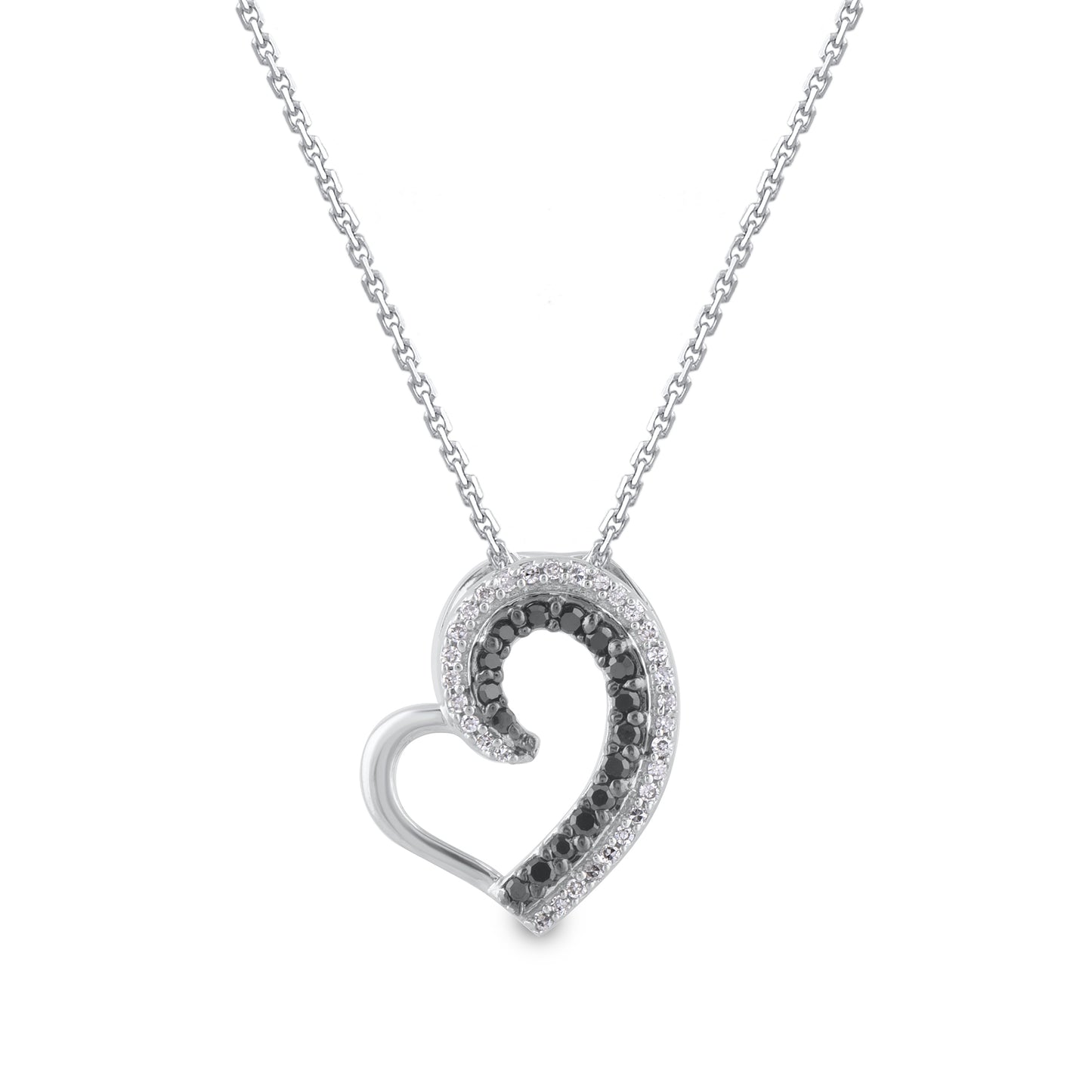 Treated Black Diamond Love Heart Pendant Necklace in 10K Gold