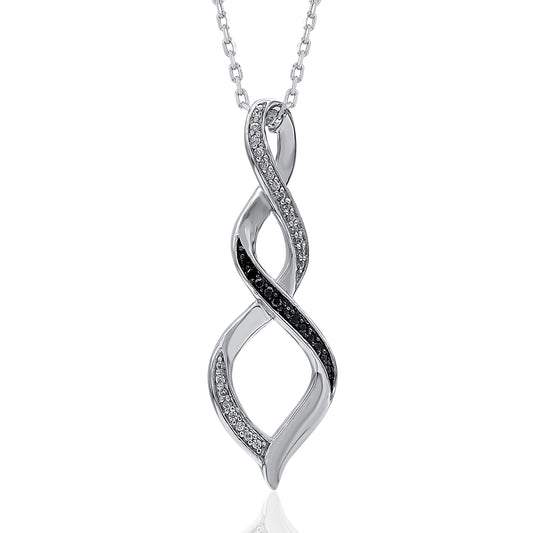 Treated Black Diamond Infinity Swirl Pendant Necklace in 10K Gold