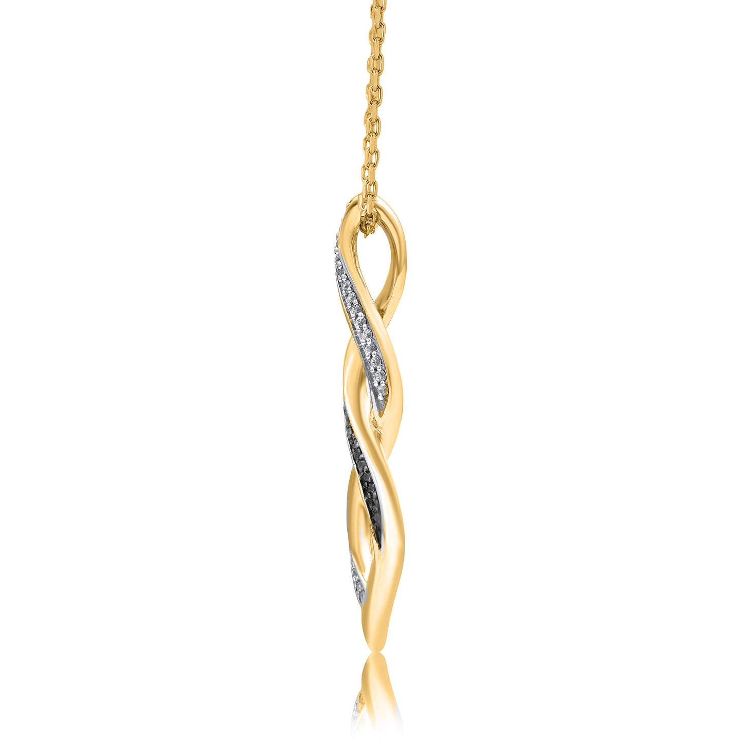 Treated Black Diamond Infinity Swirl Pendant Necklace in 10K Gold